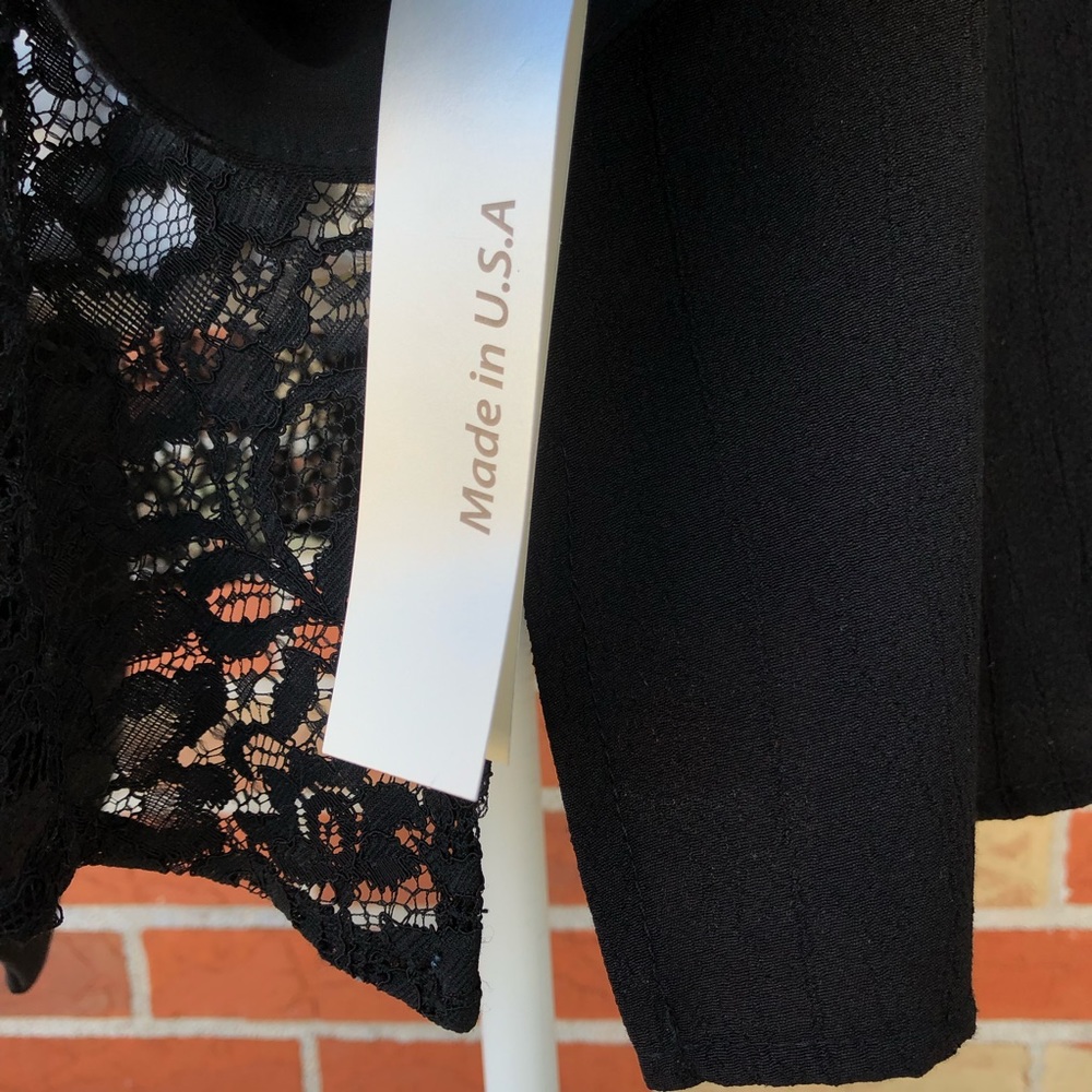 👘 NWT Vintage Spencer Alexis Asian Inspired Silk Lace Black Blue Kimono Jacket - Picture 11 of 16